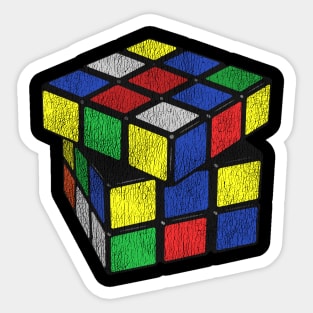 Vintage Cube Print - Rubik's Cube Inspired Design Sticker